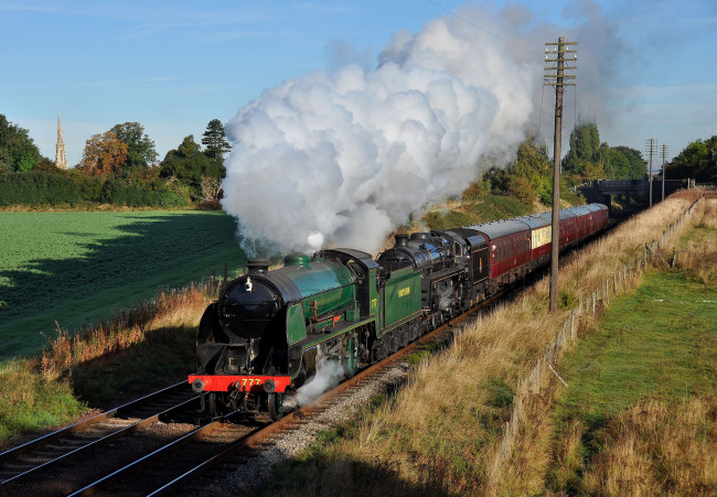 Обои картинки фото техника, паровозы, рельсы, паровоз, дорога, железная