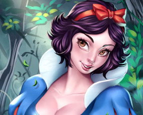 Картинка рисованное кино белоснежка snow white взгляд лицо бант платье