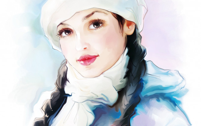 Обои картинки фото рисованное, люди, фон, взгляд, девушка