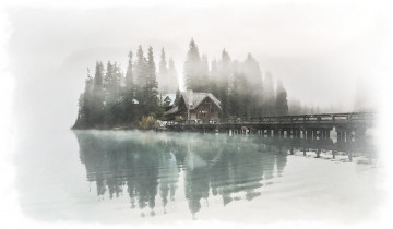 Картинка рисованное природа рисунок дома акварель дом река