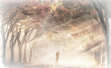 Картинка рисованное живопись природа акварель деревья человек