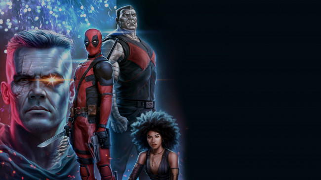 Обои картинки фото deadpool 2 , 2018, рисованное, кино, комедия, фантастика, зази, битц, морена, баккарин, джош, бролин, райан, рейнольдс, deadpool, 2, дэдпул