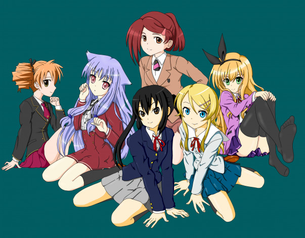 Обои картинки фото kiss&, 215, sis, аниме, kiss x sis, фон, взгляд, девушки