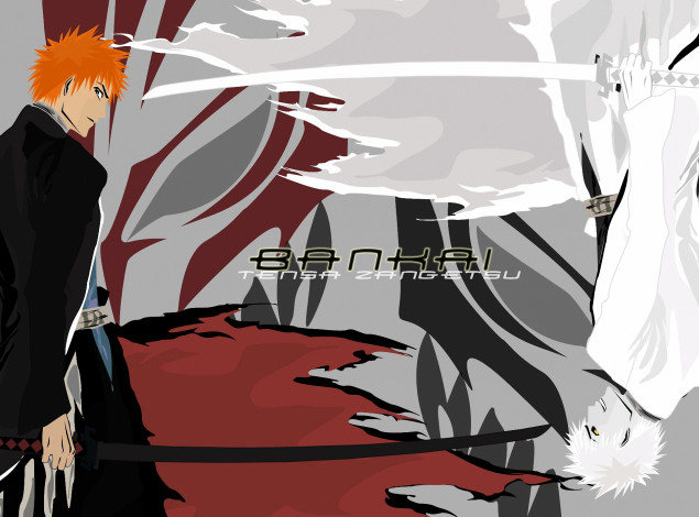 Обои картинки фото аниме, bleach, меч, kurosaki, shinigami, ichigo, hichigo, ичиго, шинигами