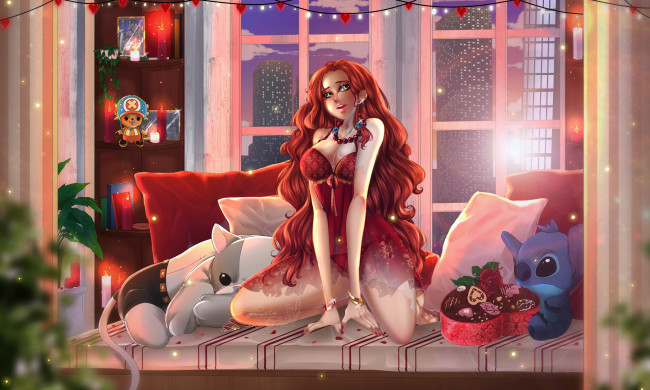 Обои картинки фото аниме, one piece, девушка, фон, собака, существо