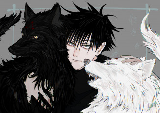 Картинка магическая+битва аниме jujutsu+kaisen магическая битва парень взгляд волки собаки megumi fushiguro