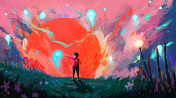 Картинка аниме животные +существа парень