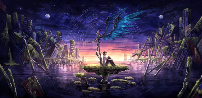 Обои картинки фото аниме, оружие,  техника,  технологии, post, apocalyptic