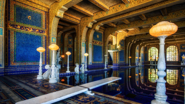 Обои картинки фото hearst castle, usa, интерьер, бассейны,  открытые площадки, hearst, castle