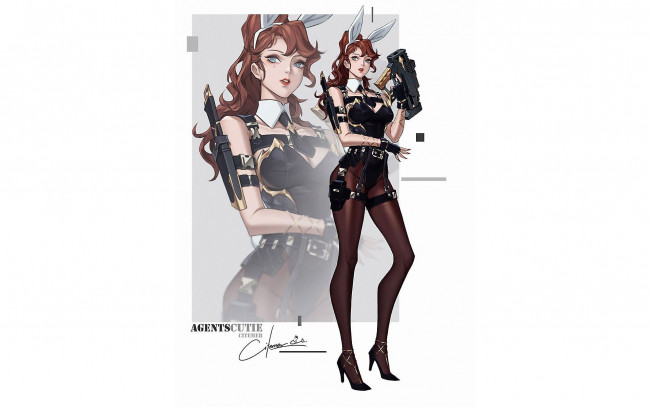 Обои картинки фото аниме, животные,  существа, девушка, ушки, оружие