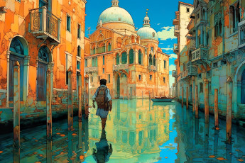 Картинка аниме город +улицы +интерьер +здания нейросети графика нейроарт ai art нейронные сети рисунки нейро искусство