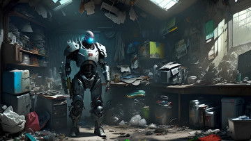 Картинка фэнтези роботы +киборги +механизмы нейросети графика нейроарт ai art нейронные сети рисунки нейро искусство робот