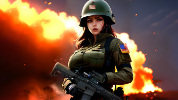 Картинка рисованное армия нейросети графика нейроарт ai art нейронные сети рисунки нейро искусство девушка военная