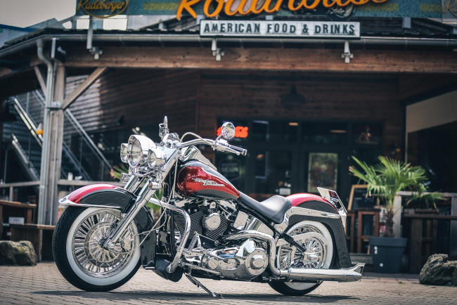 Обои картинки фото харлей, мотоциклы, harley-davidson, мотоцикл, байк, чёрно-красный, thunderbike, customs