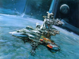 Картинка фэнтези космические корабли звездолеты станции