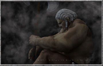 Картинка 3д графика military топор усталость косички