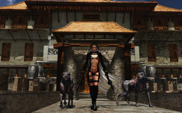 Картинка 3д графика fantasy фантазия собаки девушка