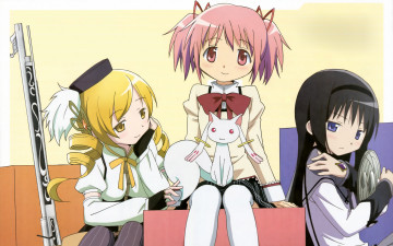 Картинка аниме mahou shoujo madoka magika magica kaname akemi homura tomoe mami
