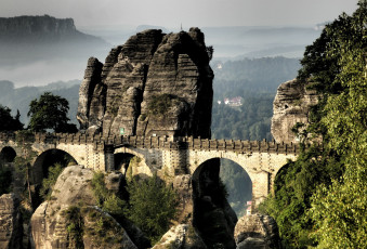 Картинка saxonia germany природа горы мост леса скалы