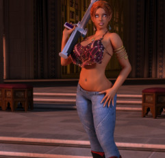 Картинка 3д+графика люди+ people оружие взгляд девушка