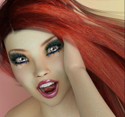 Картинка 3д+графика портрет+ portraits взгляд девушка рыжая