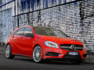 Картинка автомобили mercedes-benz a 45 amg au-spec w176 2013г красный