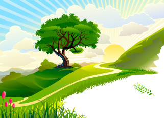 Картинка векторная+графика природа дерево