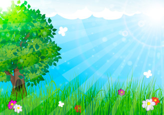 обоя векторная графика, природа, дерево