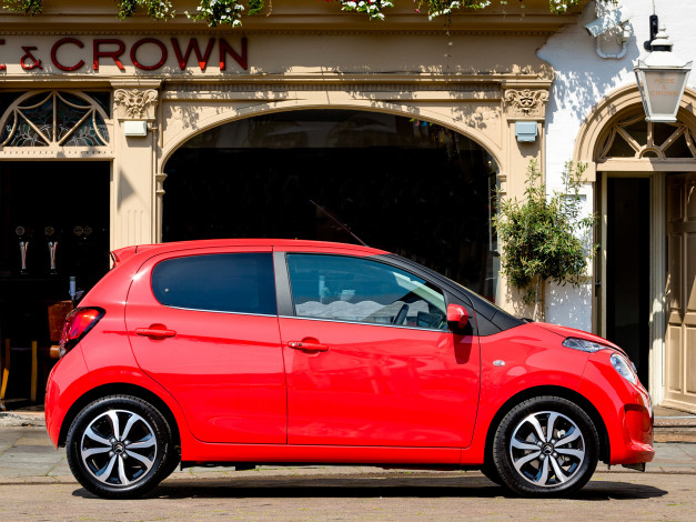 Обои картинки фото автомобили, citroen, citroеn, 5-door, uk-spec, 2014г, красный, c1