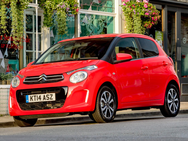 Обои картинки фото автомобили, citroen, красный, 2014г, uk-spec, 5-door, c1, citroеn