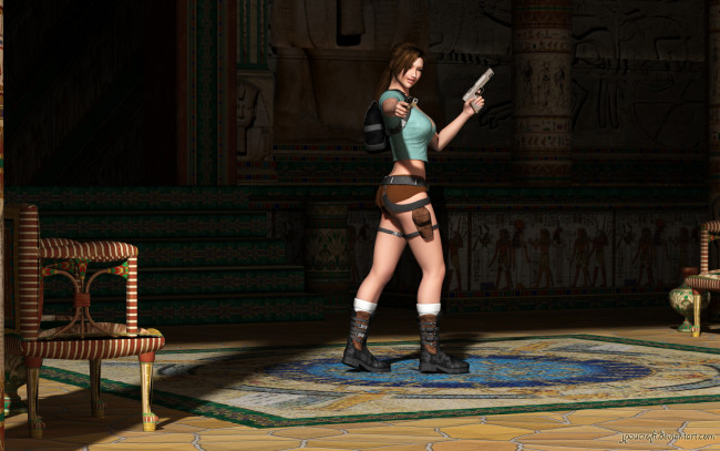 Обои картинки фото 3д графика, люди , people, оружие, взгляд, девушка