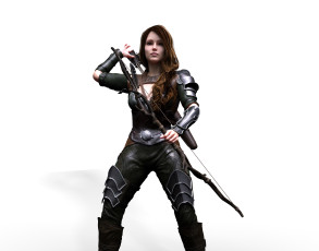 обоя 3д графика, амазонки , amazon, взгляд, фон, лук, стрелы, девушка