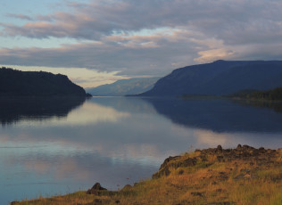 Картинка природа реки озера озеро вечер облака холмы