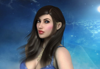 Картинка 3д+графика портрет+ portraits фон взгляд девушка