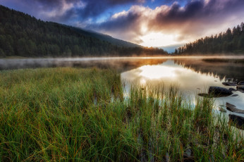 Картинка природа реки озера туман река лес горы