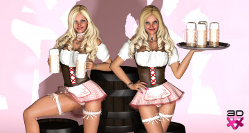 Картинка 3д+графика люди+ people пиво фон взгляд девушки улыбка