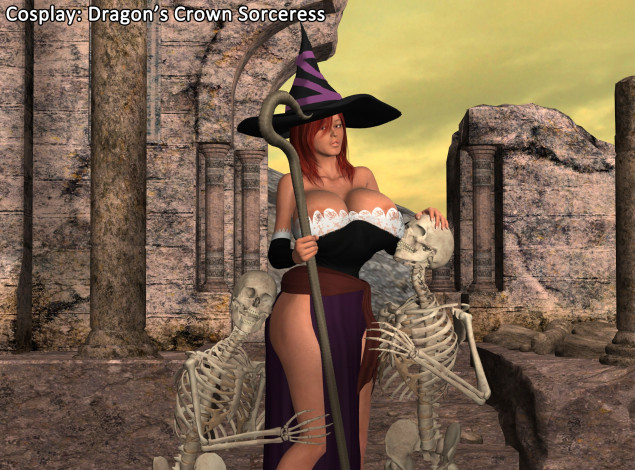 Обои картинки фото 3д графика, ужас , horror, фон, взгляд, девушка, скелеты, шест