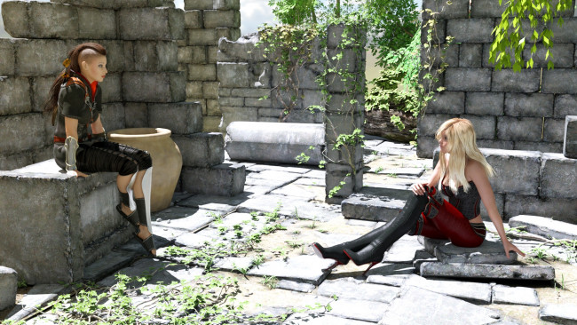 Обои картинки фото 3д графика, люди , people, фон, взгляд, девушки