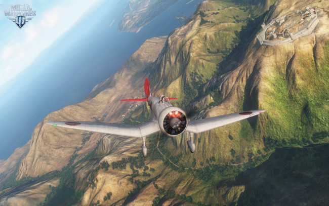 Обои картинки фото world of warplanes, видео игры, горы, полет, самолет