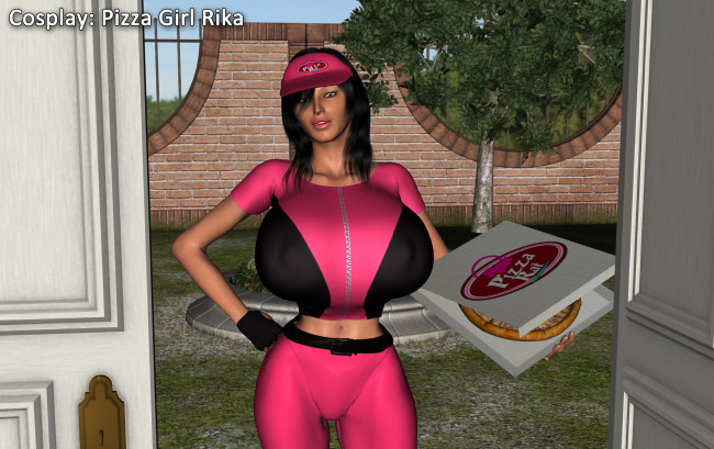 Обои картинки фото 3д графика, люди , people, взгляд, девушка, пицца, фон