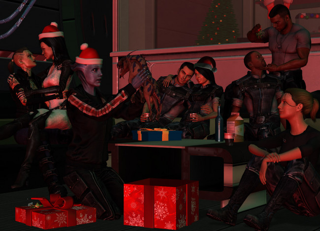 Обои картинки фото видео игры, star wars, дракон, подарки, взгляд, фон, парни, девушки