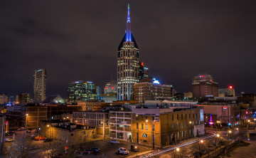 Картинка downtown+nashville города нэшвилл+ сша башня ночь