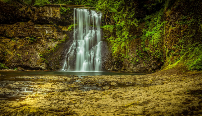 Обои картинки фото природа, водопады, река, лес, водопад