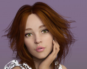 Картинка 3д+графика портрет+ portraits девушка фон взгляд
