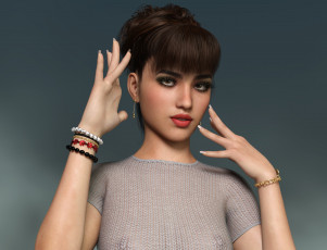 Картинка 3д+графика портрет+ portraits фон взгляд девушка