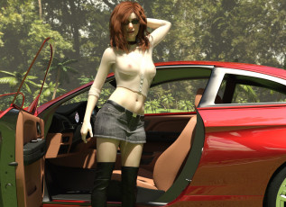 Картинка 3д+графика люди+ people грудь фон взгляд девушка