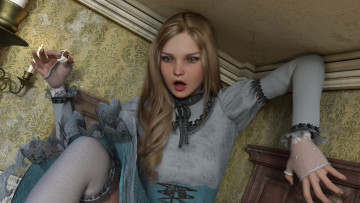 обоя 3д графика, люди , people, фон, взгляд, девушка