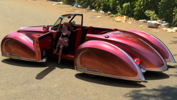 Картинка 3д+графика люди-авто мото+ people-+car+ +moto взгляд девушка фон автомобиль