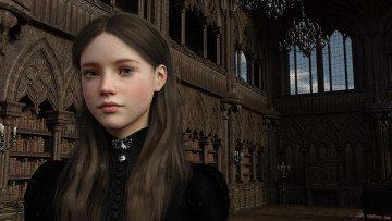 Картинка 3д+графика портрет+ portraits фон взгляд девушка