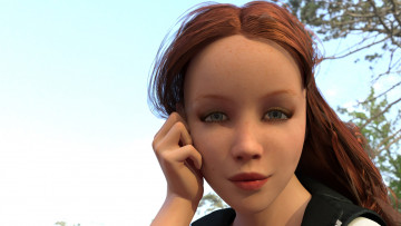 Картинка 3д+графика портрет+ portraits взгляд девушка фон